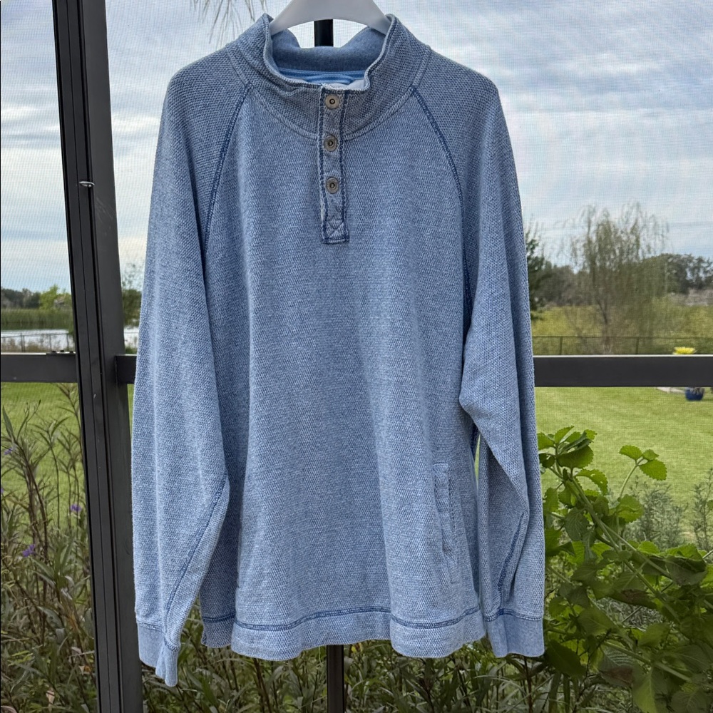 Tommy Bahama Blue cotton Men's pullover Sweater with pockets